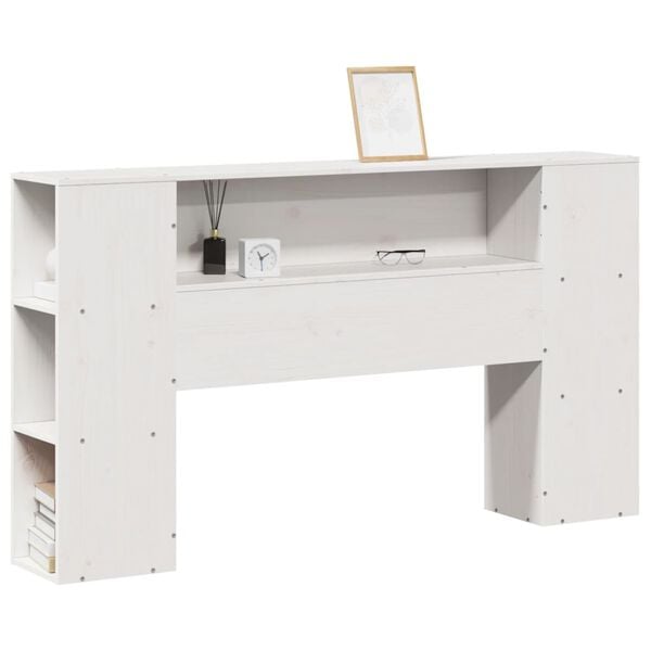 vidaXL Hodegavl med oppbevaring hvit 140 cm heltre furu