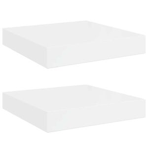 vidaXL Flytende vegghyller 2 stk h&oslash;yglans hvit 23x23,5x3,8 cm MDF