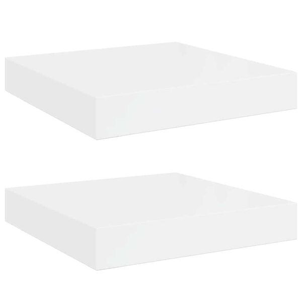 vidaXL Flytende vegghyller 2 stk h&oslash;yglans hvit 23x23,5x3,8 cm MDF