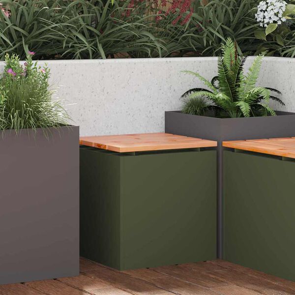 vidaXL Hagebenk Olivengrønn 40 x 40 x 43 cm Stål