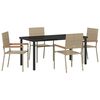vidaXL Hage Spisegruppe med pute 5 pcs Beige polyrotting