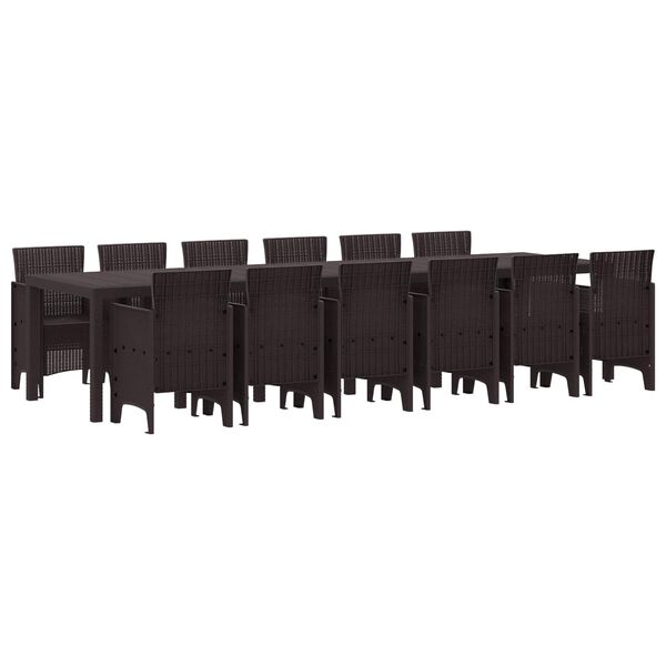 vidaXL Hage Spisegruppe 13 pcs Brun Polt rattan