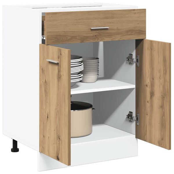 vidaXL Bunnskap med skuff "Lyon" artisan eik 60x46x81,5 cm