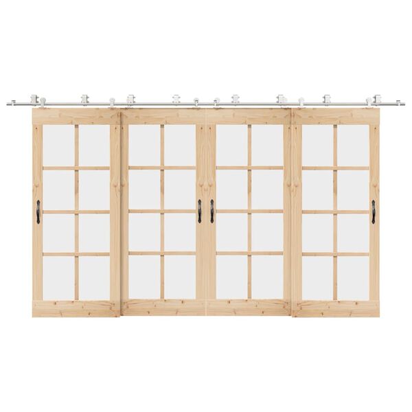 vidaXL Utstyrssett for skyvedør 400 cm rustfritt stål sølv