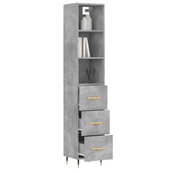 vidaXL Highboard betonggr&aring; 34,5x34x180 cm konstruert tre