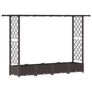vidaXL Hevet Bed med Trellis og Tak Brun 203 x 40 x 123 cm PP