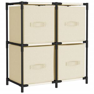 vidaXL Oppbevaringsskap med 4 stoffkurver kremhvit 63x30x71 cm st&aring;l