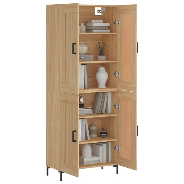 vidaXL Highboard sonoma eik 69,5x34x180 cm konstruert tre