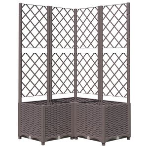 vidaXL Plantekasse med espalier brun 80x80x136 cm PP