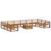 vidaXL Utend&oslash;rs sofa-sett 11 pcs Naturlig Solid akasietre