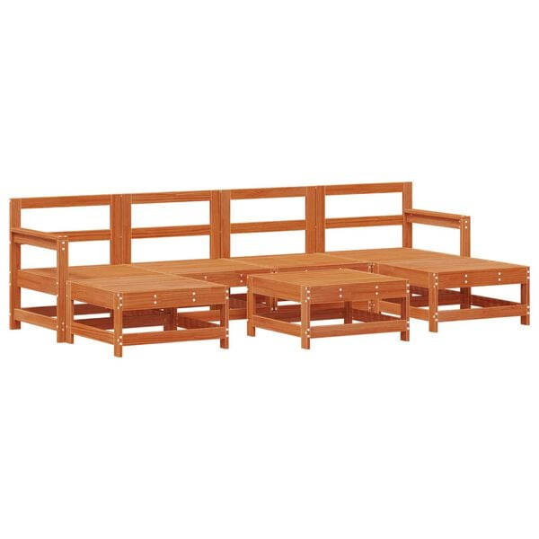 vidaXL Hage lounge sett 7 pcs VoksBrun Massiv furu