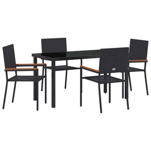 vidaXL Hage Spisegruppe med pute 5 pcs Svart polyrotting