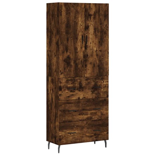 vidaXL Highboard r&oslash;kt eik 69,5x34x180 cm konstruert tre