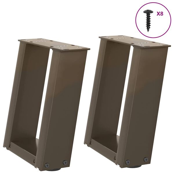 vidaXL Salongbordben U-formet 2 stk naturst&aring;l 30x(30-31) cm st&aring;l