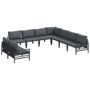 vidaXL Hagesofa Set med pute 9 pcs Svart St&aring;l