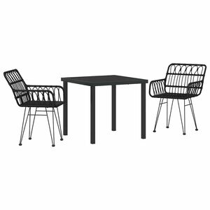 vidaXL Hage Spisegruppe 3 pcs Svart Pulverlakkert st&aring;l