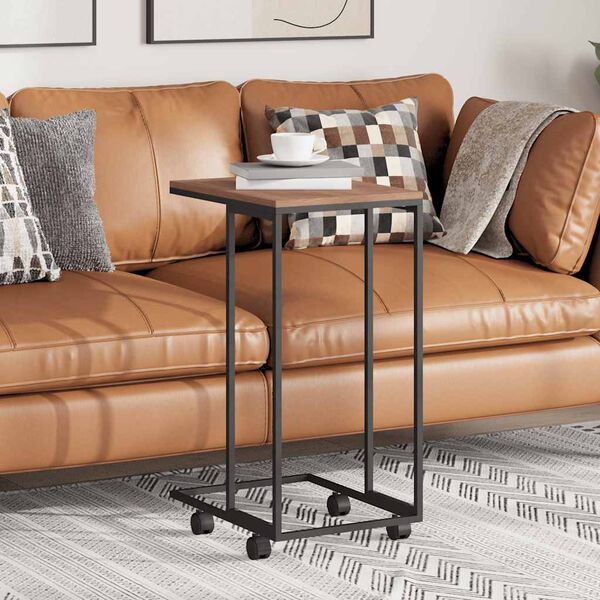 vidaXL Sidebord med hjul svart 40x30x63,5 cm konstruert tre