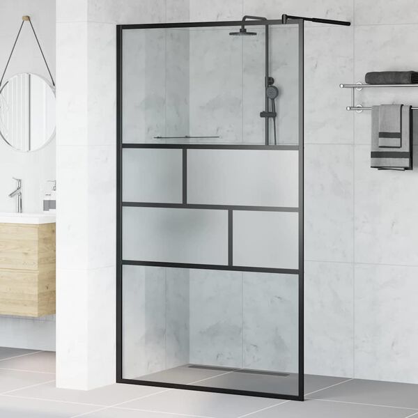 vidaXL Walk-in Dusjvegg Svart 80 x 195 x 0.5 cm Glass og Aluminium