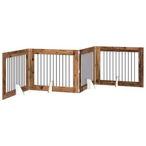 vidaXL Foldbar hundegitter med stativer 4 stk. Gammelt tre 401 cm