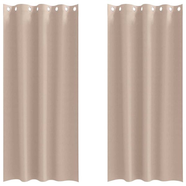 vidaXL M&oslash;rkleggende Gardiner med Ringer 2 pcs Gr&aring;brun 260 x 140 cm