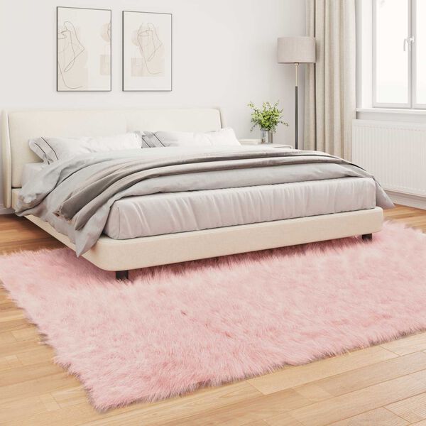 vidaXL Faux Skinnmatte Tafalla Rosa 200 x 280 cm Polyester