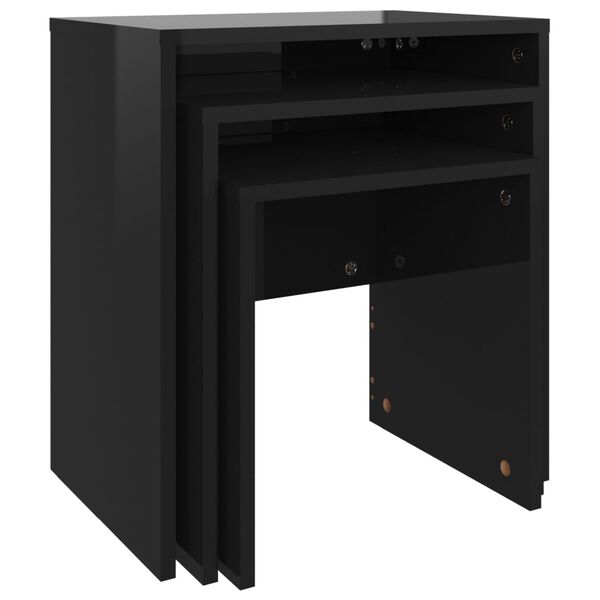 vidaXL Stablebare salongbord 3 stk h&oslash;yglans svart konstruert tre