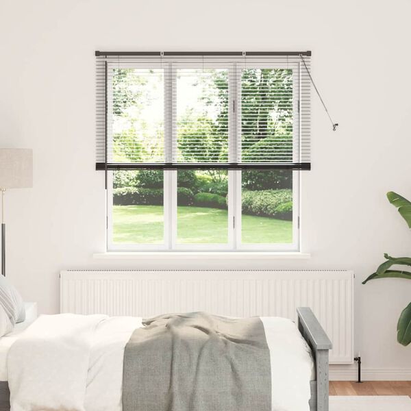 vidaXL Vindu Persienne med gardiner Svart Aluminium