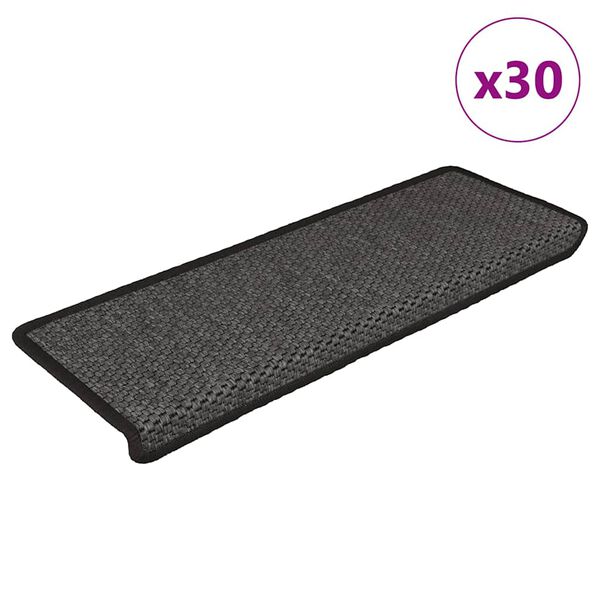 vidaXL Selvklebende trappematter sisal 30 stk 65x21x4 cm antrasitt