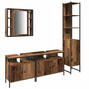 vidaXL Baderomsinnredningssett 4 stk. Gamle tre 33 x 33 x 185,5 cm