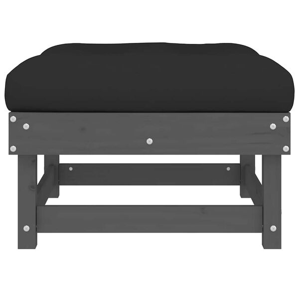 vidaXL Utendørs fotskamler med puter 2 stk grå heltre furu