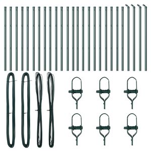 vidaXL Gjerdep&aring;le 26 pcs Gr&aring; 3,2 x 3,2 x 50 cm