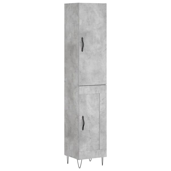 vidaXL Highboard betonggr&aring; 34,5x34x180 cm konstruert tre