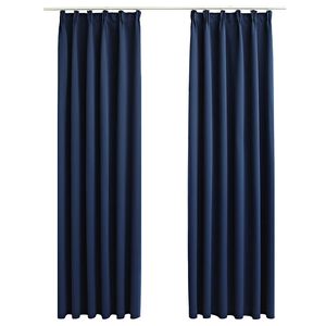 vidaXL Lystette gardiner med kroker 2 stk bl&aring; 140x225 cm