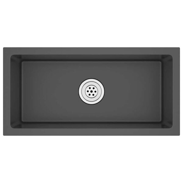 vidaXL Håndlaget kjøkkenvask svart rustfritt stål