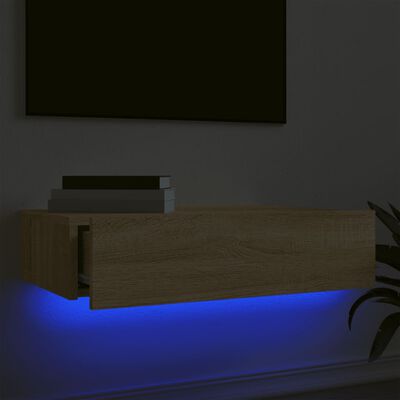 vidaXL TV-benk med LED-lys sonoma eik 60x35x15,5 cm