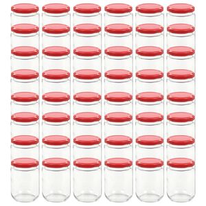 vidaXL Syltet&oslash;yglass med r&oslash;de lokk 48 stk 230 ml