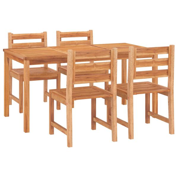 vidaXL Hagespisegruppe 5 deler heltre teak