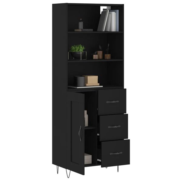 vidaXL Highboard svart 69,5x34x180 cm konstruert tre