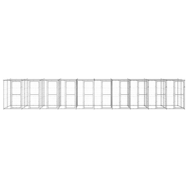 vidaXL Utend&oslash;rs hundeg&aring;rd med tak 24,2 m&sup2; galvanisert st&aring;l