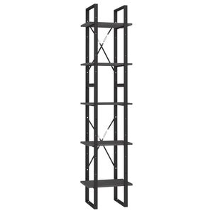 vidaXL Bokhylle 5 etasjer gr&aring; 40x30x175 cm heltre furu