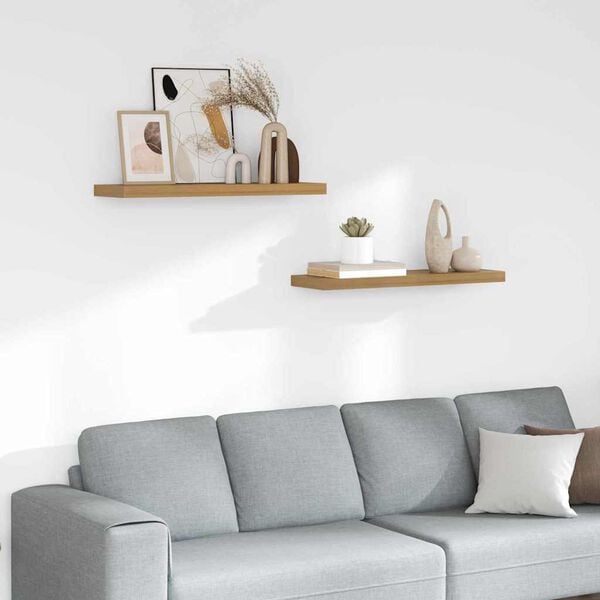 vidaXL Vegghylle 2 pcs Brun 80 x 23,5 x 4 cm Konstruert tre