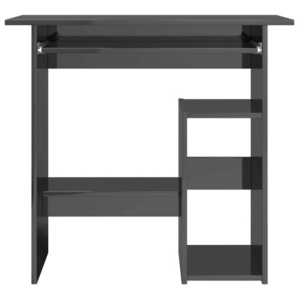 vidaXL Skrivebord h&oslash;yglans gr&aring; 80x45x74 cm sponplate