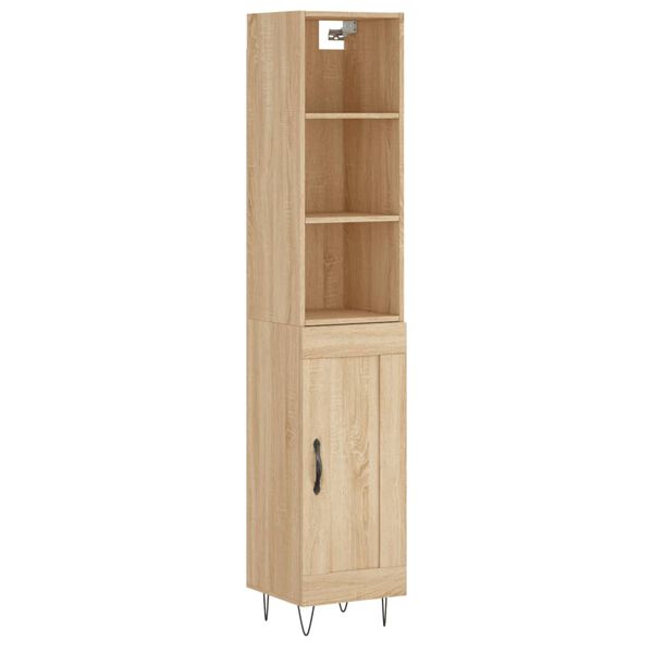vidaXL Highboard sonoma eik 34,5x34x180 cm konstruert tre