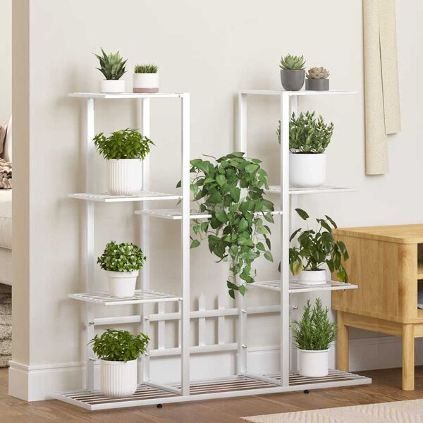 vidaXL Blomsterstativ 94,5x25x89 cm hvit jern