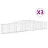 vidaXL Gabionkurver buede 3 stk 400x30x60/80 cm galvanisert jern