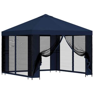 vidaXL Hagepaviljong med sidevegger 3 x 3 m Bl&aring; Polyester og st&aring;l