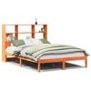 vidaXL Seng med bokhylle uten madrass voksbrun 150x200 cm heltre furu