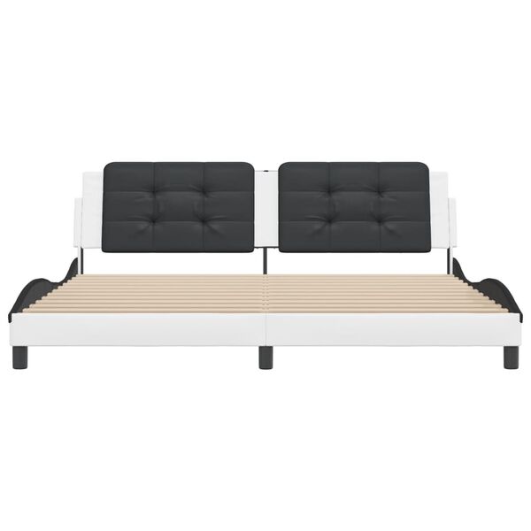 vidaXL Sengeramme uten madrass Zadar hvit og svart 200x200 cm kunstl&aelig;r