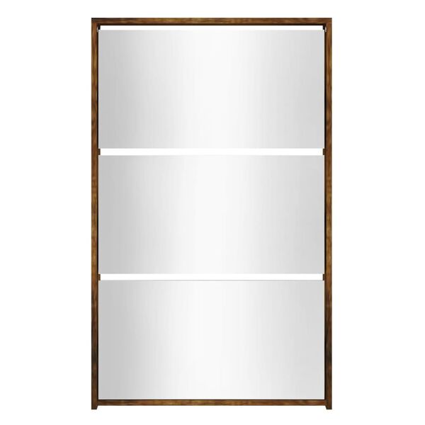 vidaXL Skoskap med speil 3 lag r&oslash;kt eik 63x17x102,5 cm