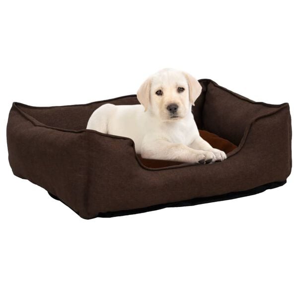 vidaXL Hundeseng brun 65x50x20 cm fleece med linutseende